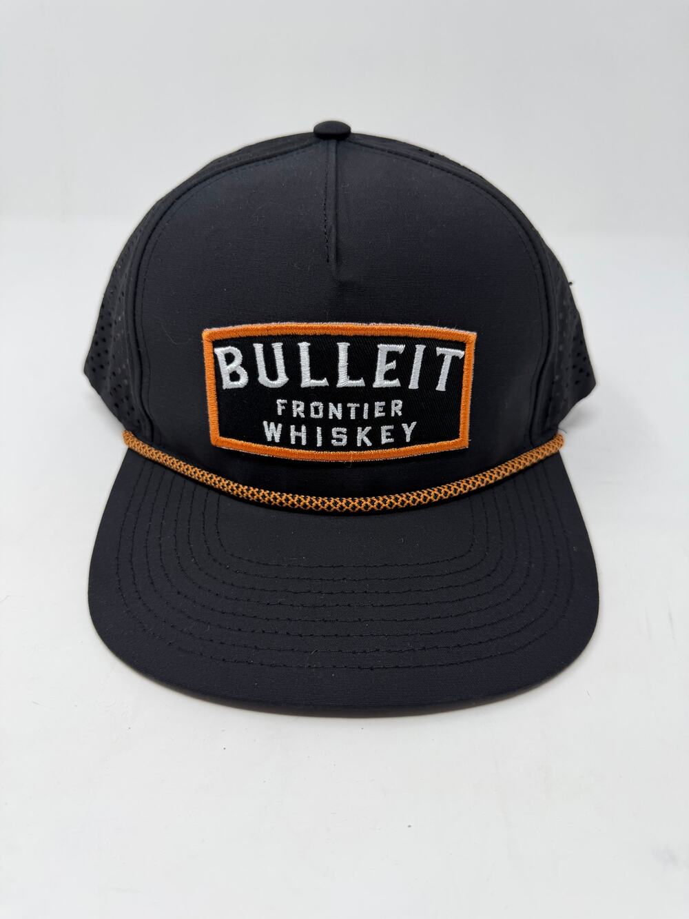 Bulleit Frontier Whiskey Trucker Rope Snapback Hat in Black